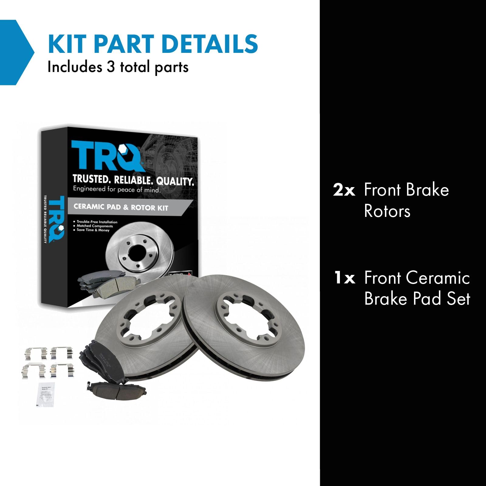 Trq Front Premium Posi Ceramic Disc Brake Pad & Rotor Kit For Nissan Truck Suv