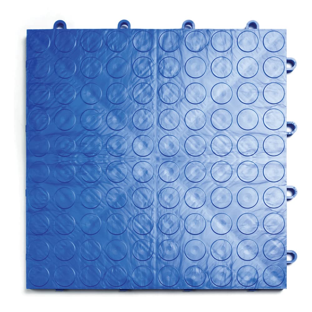 Big Floors GarageDeck Coin Pattern, Durable Copolymer Interlocking Modular Non-Slip Garage Flooring Tile (24 Pack), Royal Blue