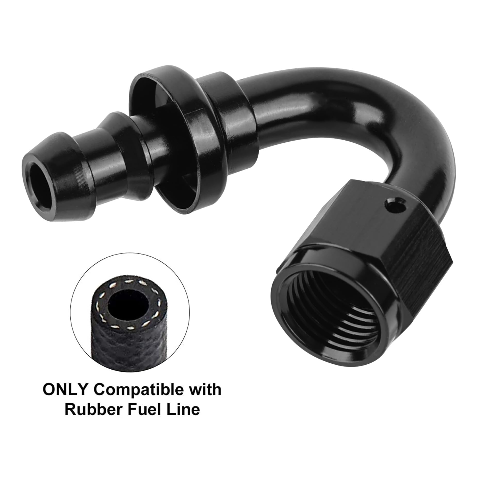 Evil Energy 4An 150 Degree Push Lock Hose Fitting End Black