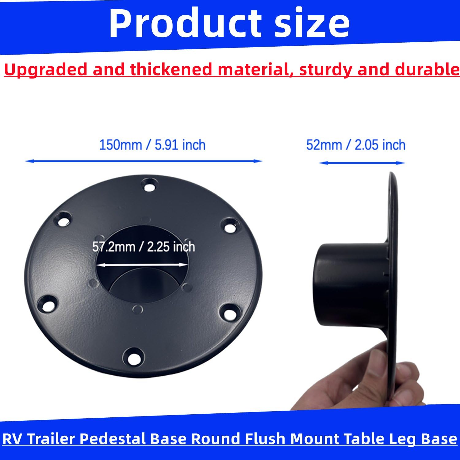YJNAUPAI RV Trailer Pedestal Base Round Flush Mount Table Leg Base, Aluminum RV/Boat Pedestal Table Base Flange - Floor Mounting