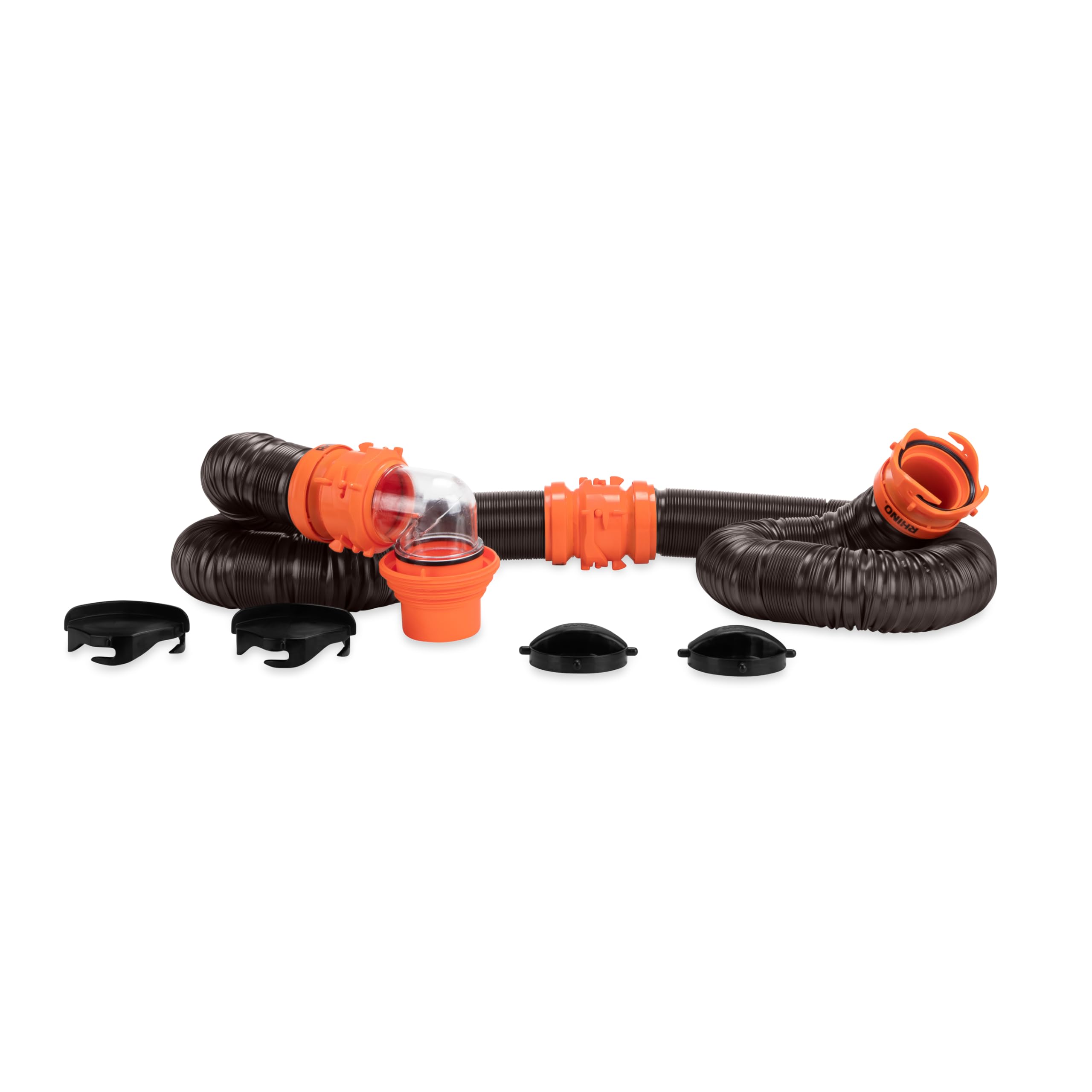 Camco Rhinoflex 20Ft Rv Sewer Hose Kit, Includes Swivel Fittings And Translucent Elbow With 4-In-1 Dump Station Fitting, Storage