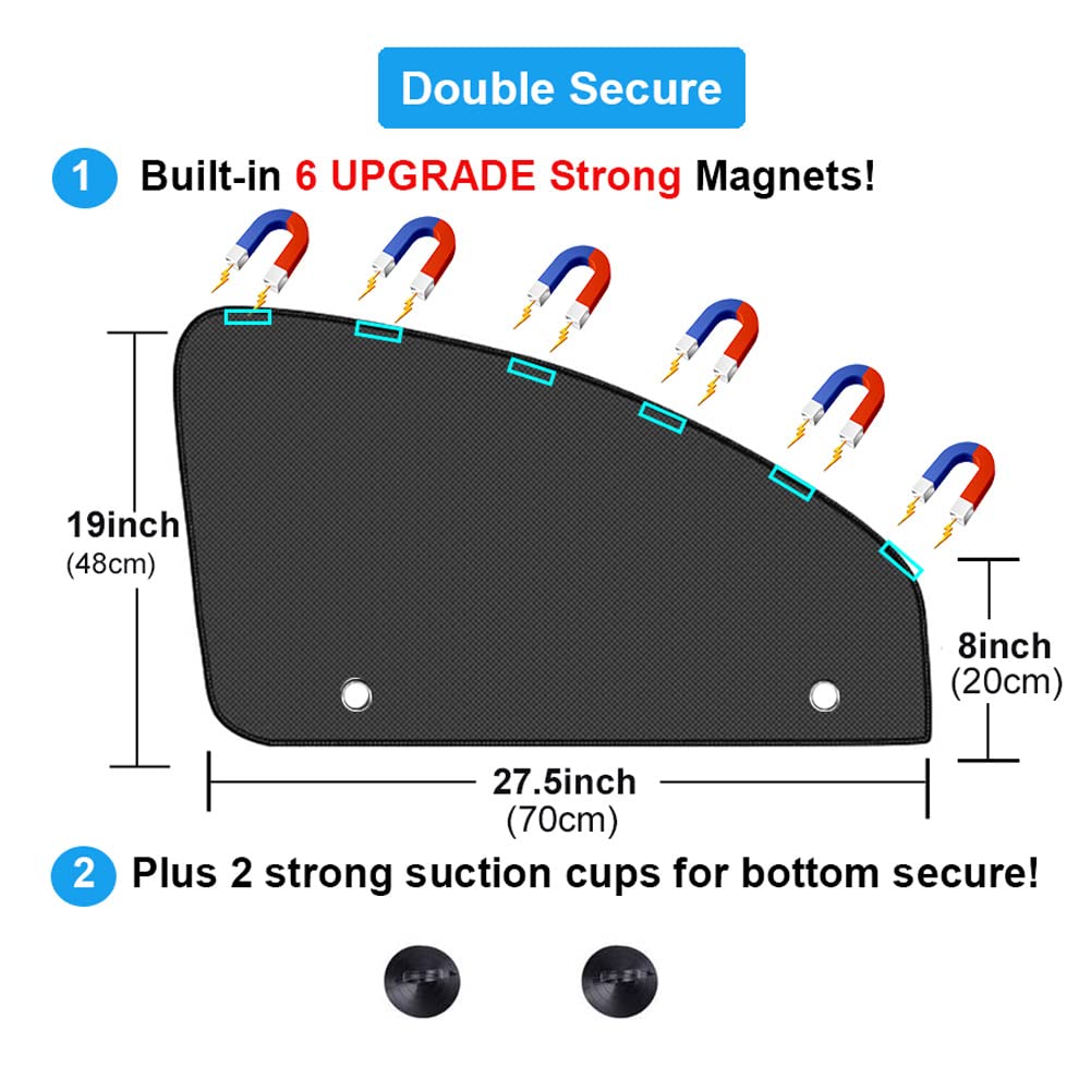 Ovege Car Side Window Sun Shade Mesh Suction Magnetic Car Curtain Uv Protection (Semi-Transparent, Front Seat 2Pcs-)