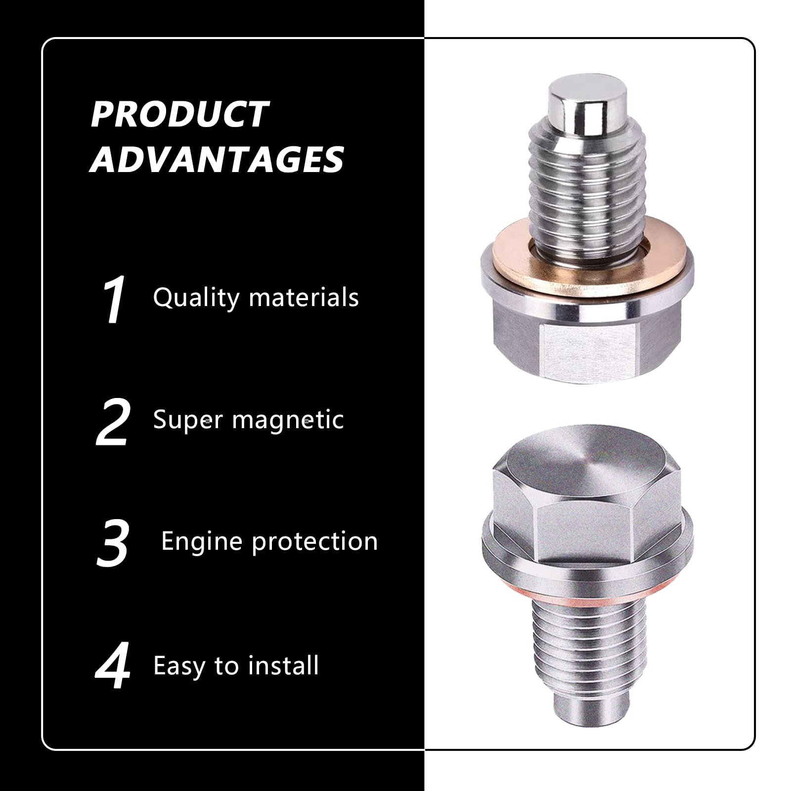 Kewucn Magnetic Oil Drain Plug, M14  1.5 Stainless Steel Oil Drain Plug with 5 Pcs Copper Crush Washer, Aluminum Craft with Red