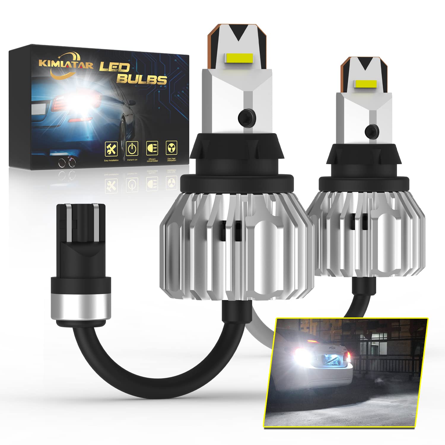 Kimlatar 912 921 T15 Led Bulbs For Back Up Reverse Lights, Canbus Error Free, 20W 4000Lumens, Csp 6-Smd Upgraded T15 Replacement