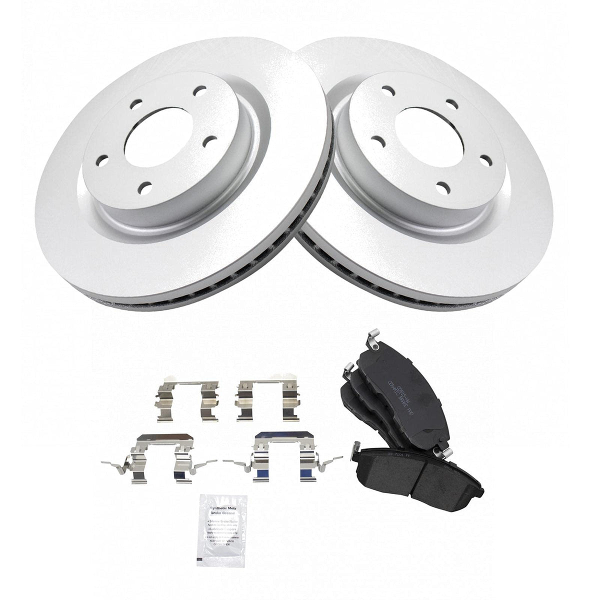 Trq Posi Ceramic Brake Pads & E-Coated Rotor Front Set For Nissan Altima And Hybrid