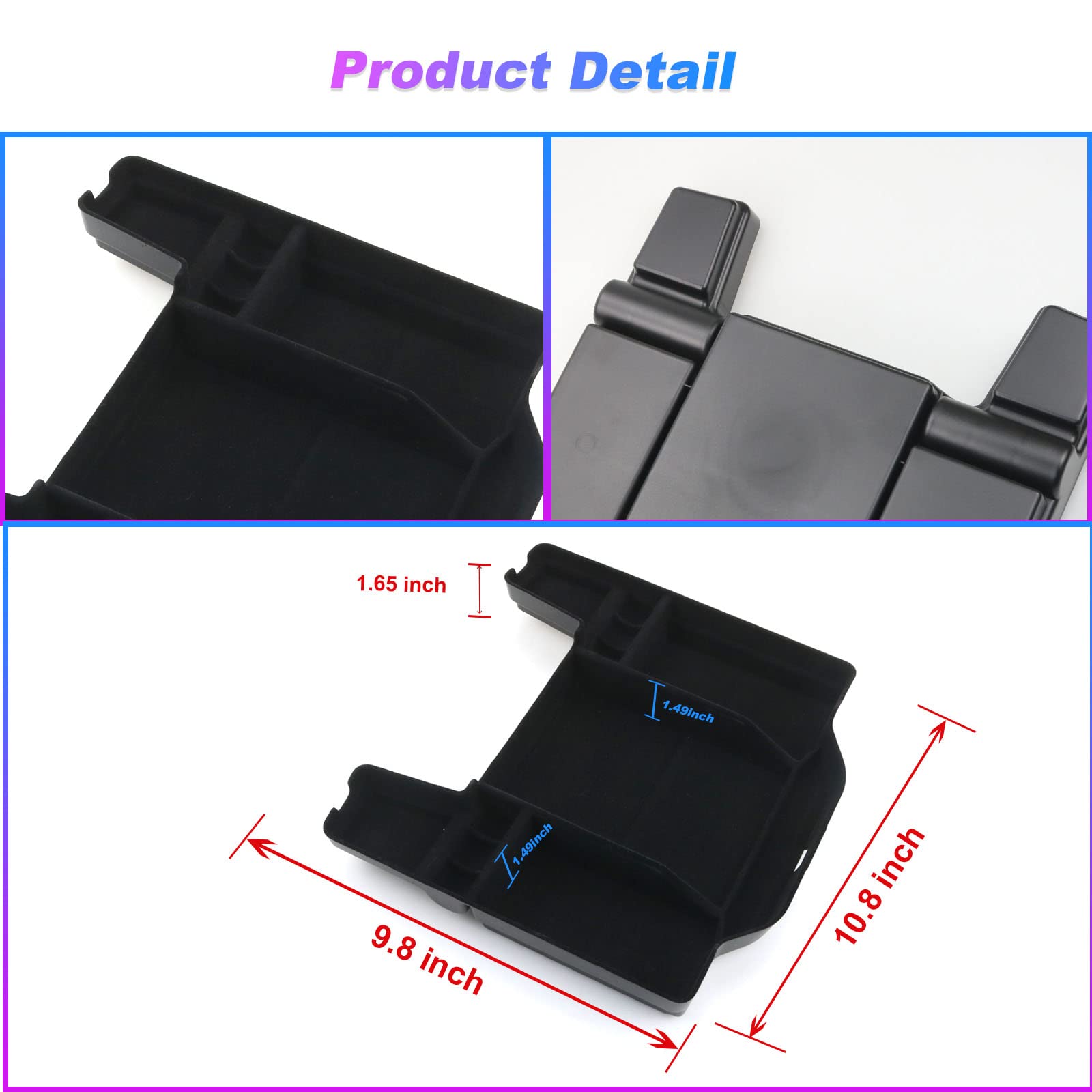 Sxcy Console Tray For 2022 2023 2024 Ram 1500 2500 3500 Console Organizer Tray Fit 2022 2023 2024 Dodge Ram 1500 Console Tray Armrest Console Insert Box Abs Storage With Flocking Black Style