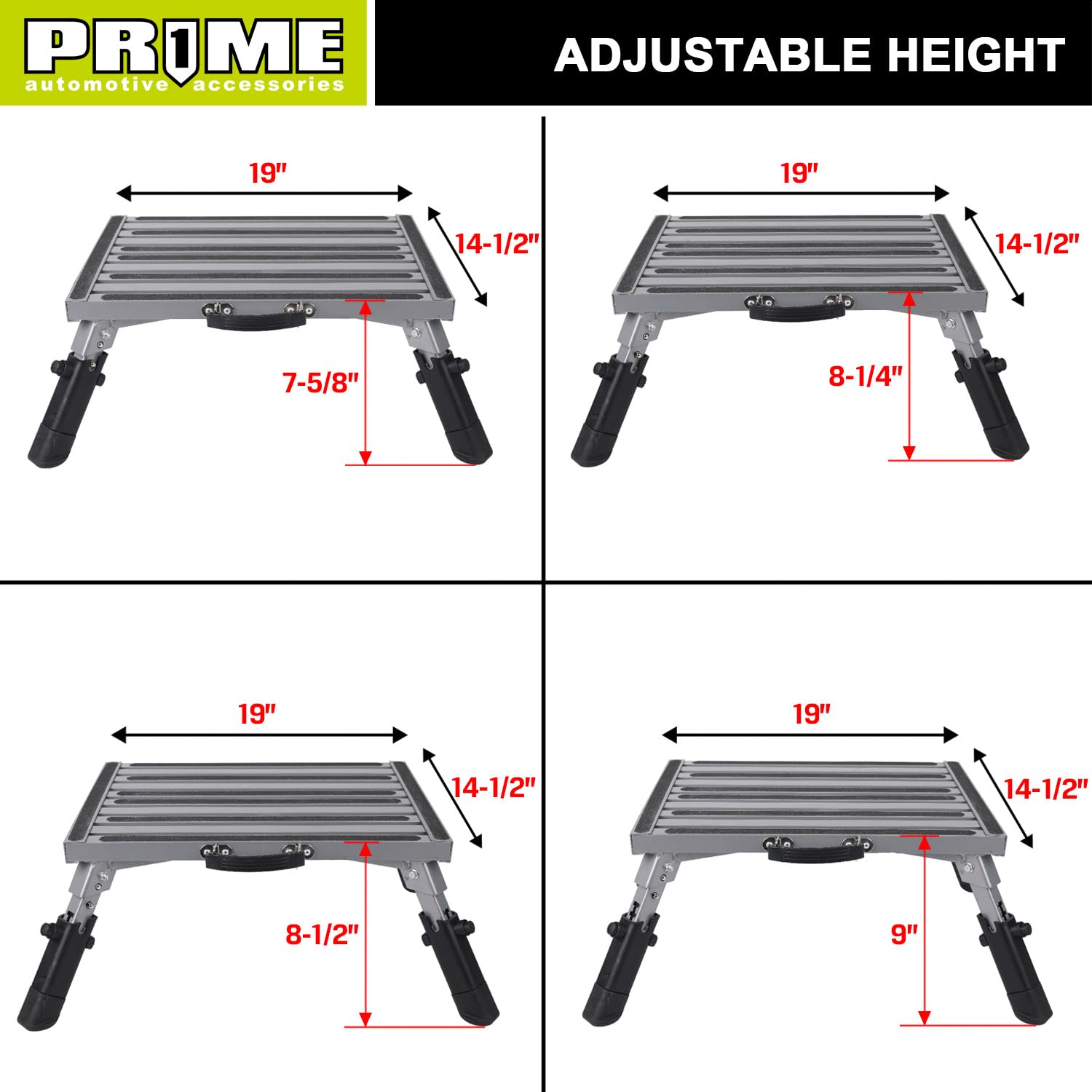 Prime 1 Safety RV Steps Extra Large Platform 19in x 14.5in Extra Size RV Folding Step Stool and Ladder, 600lbs, Height Adjustabl