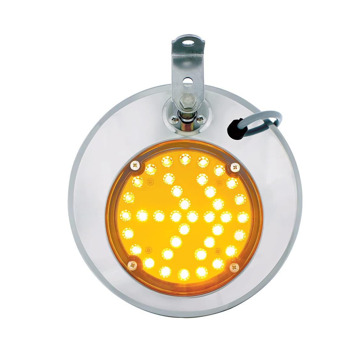 United Pacific 86505 Stainless Steel 8-1/2 Inch Convex Heated Mirror With Led - Driver