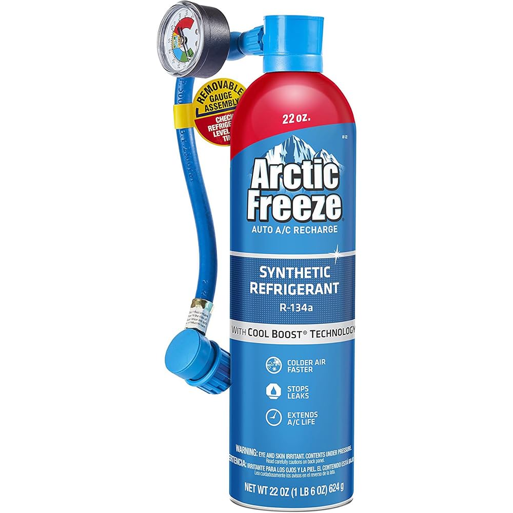 Arctic Freeze AF22CA Auto Ultra Synthetic A/C Recharge Kit with Gauge and 1 Feet Hose, 22 oz