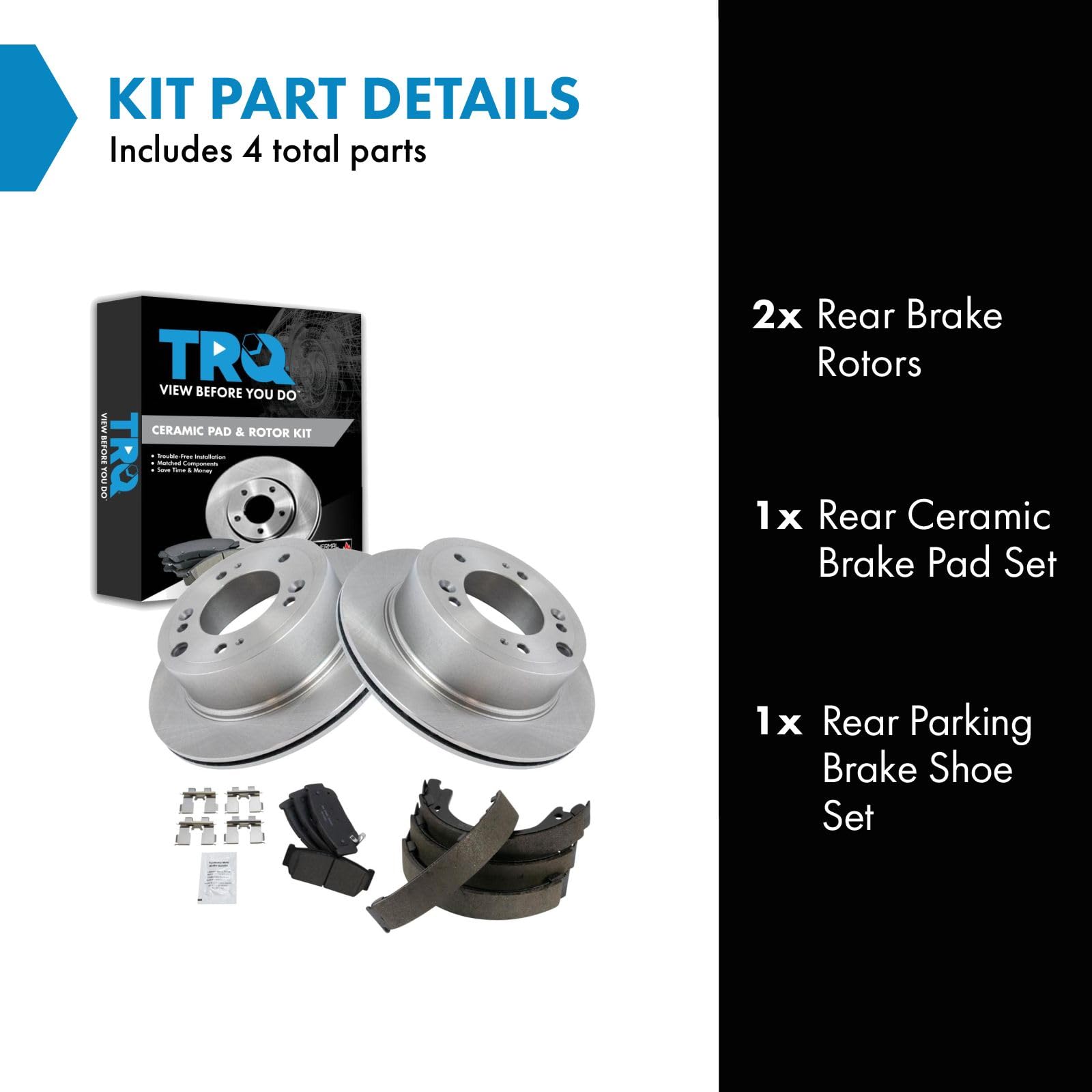 Trq Rear Ceramic Brake Pad & Rotor Kit Compatible With 2003-2006 Kia Sorento