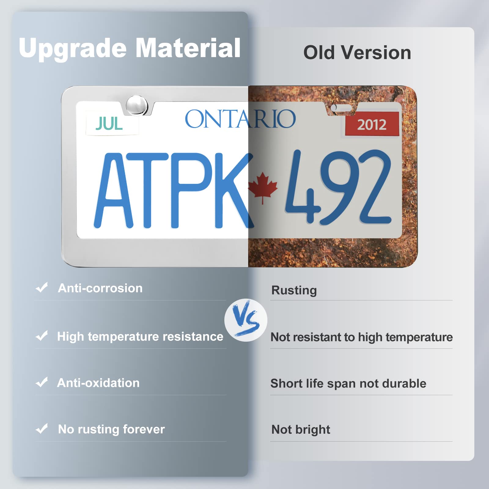 Quanqiufei 2 Pack License Plate Frames, Stainless Steel Car License Plate Cover Car Accessories With Screw Caps (Silver)