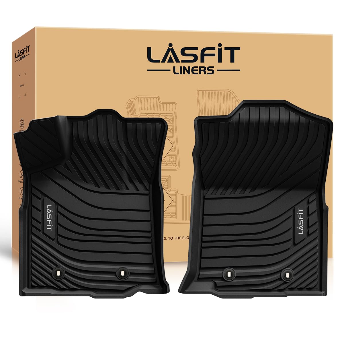 Lasfit Floor Mats For Toyota Tacoma 2016-2023 All Weather Tpe Custom Floor Liner For Tacoma Car Mats Front 1 Row Mats, Black