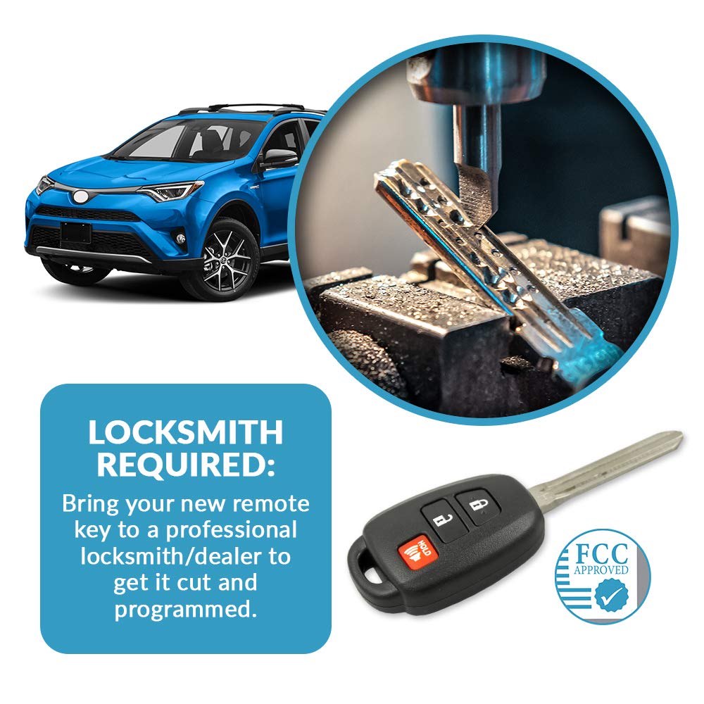 Keyless2Go Replacement For 3 Button Remote For Head Key Hyq12Bdm / 89070-52F50 / 89070-42820 H Chip