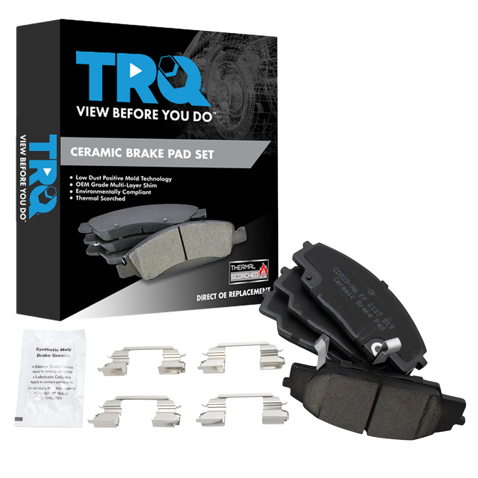 TRQ Front Brake Pads Ceramic Compatible with 2002-2006 Acura RSX 2006-2011 Honda Civic 2000-2009 S2000