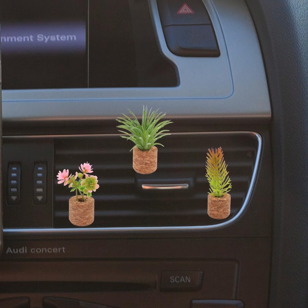 ZOSTLAND Artificial Plant Decor, Car Air Vent Clip & Magnet Display, Auto & Home Accessory Gift (4pcs Plants)