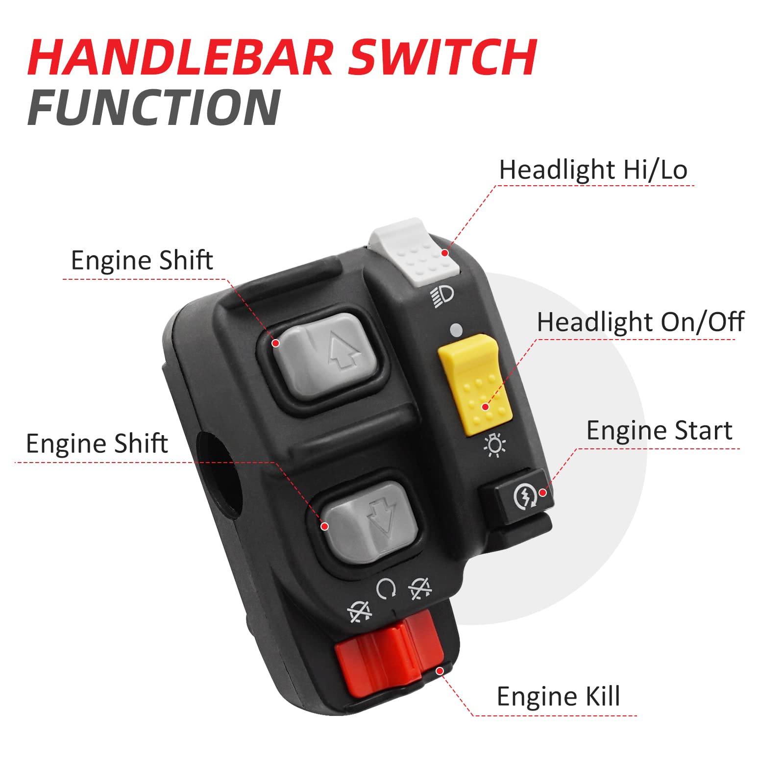 Compatible with Honda Rubicon 500 Foreman 500 ES Switch Handlebar Control Electric Shift Shifter Start Kill Stop Headlight Switc