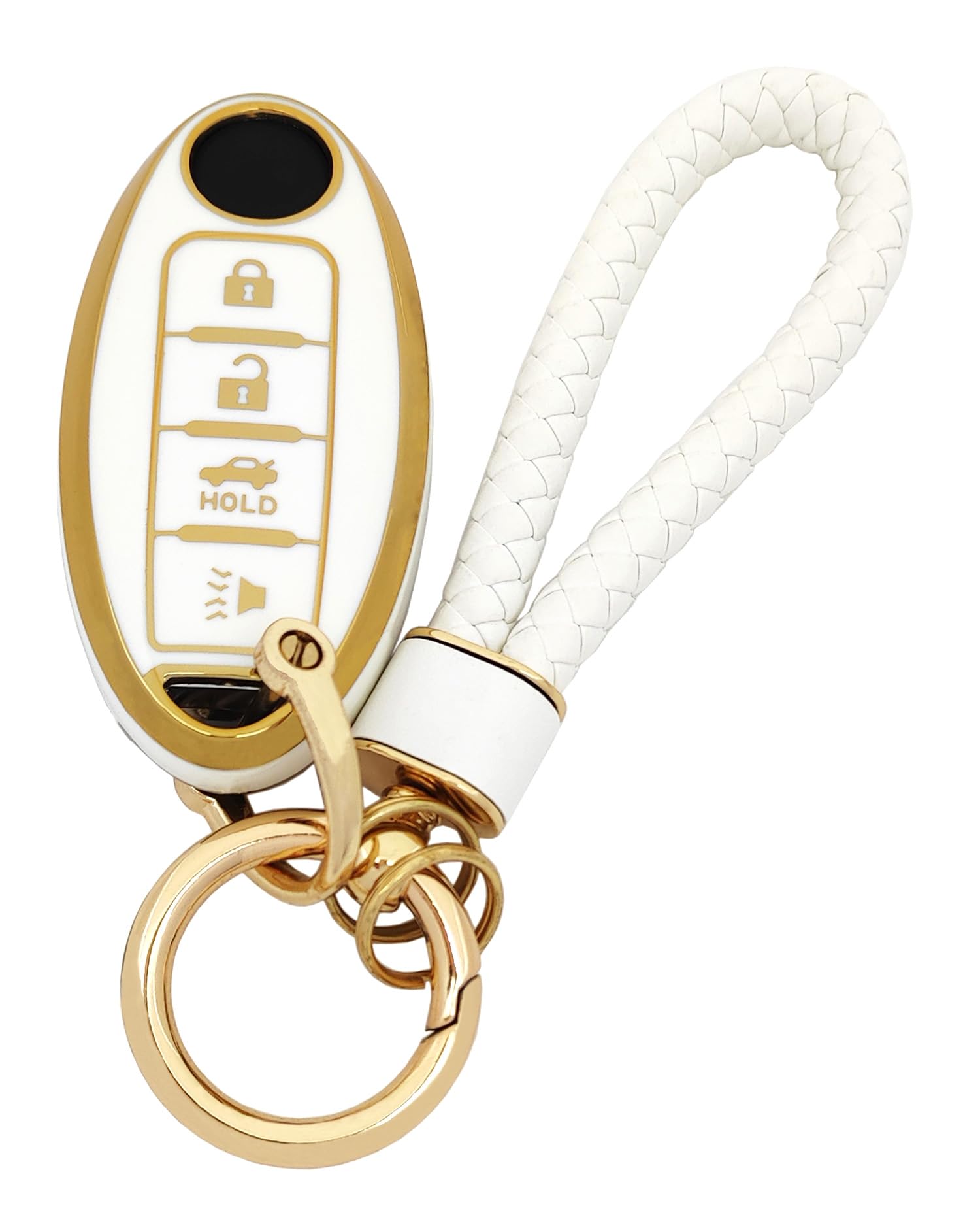 Arruweer Key Fob Cover For Nissan Key Case With Keychain For Nissan Altima Maxima Rogue Armada Pathfinder Versa 4 Buttons Smart