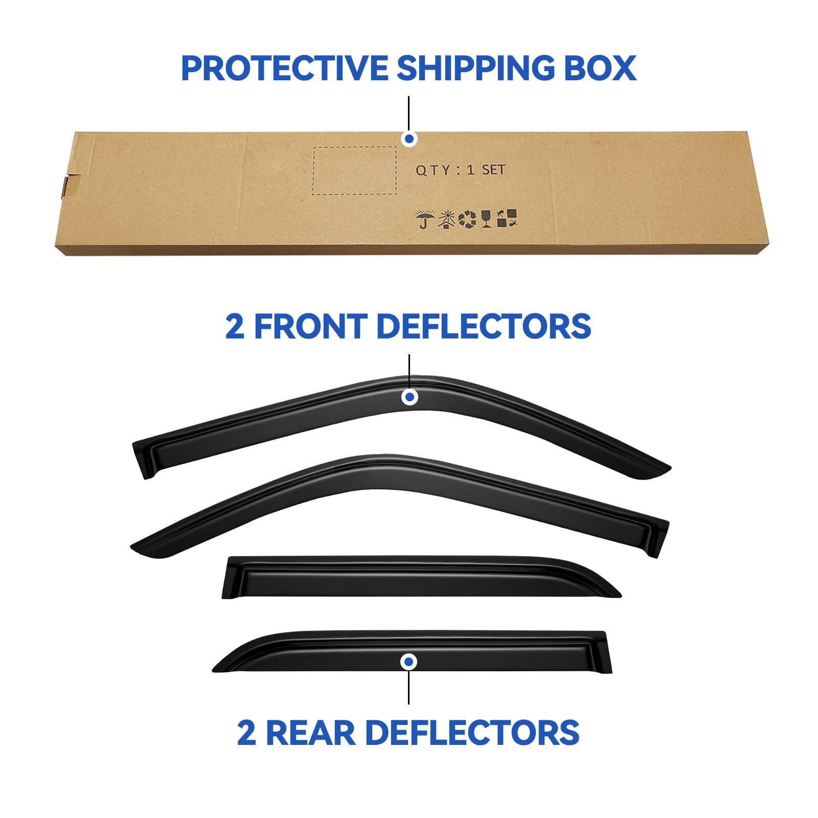 Window Visors Rain Guards for 1996-2002 Toyota 4Runner, Out-Channel Window Vent Wind Deflectors Visors Shades for 96-02 4Runner