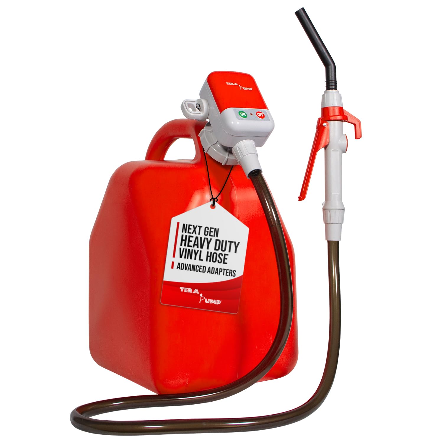 TERA PUMP - Flow Control Fuel Transfer Pump 2nd Gen. - Powerful Transfer at 2.5 GPM, Newly Upgraded with Universal Built-In Adap