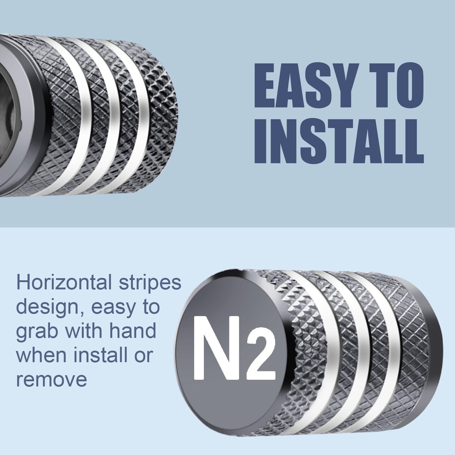 Tire Valve Stem Caps Cover - (5 Pack) Tire Air Cap N2 Nitrogen Metal With Plastic Liner Corrosion Resistant Leak-Proof For Car T