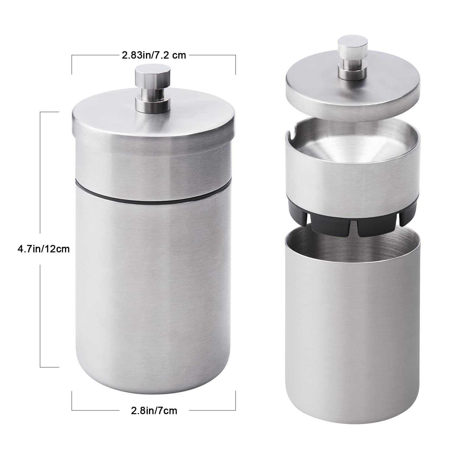 Stainless Steel Auto Ashtrays with Lid Car Ashtray Smell Proof Portable Smokeless Detachable Windproof Extinguished Butt Bucket