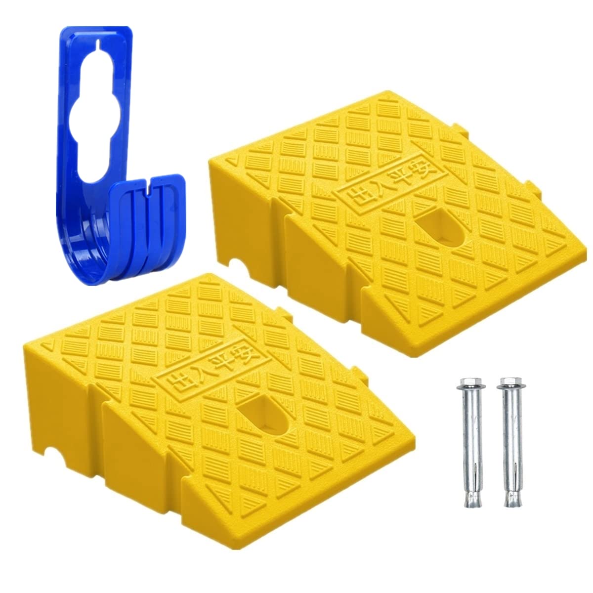 2Pack Curb Ramp With One Large Hose Hook, Portable Lightweight Heavy Duty Plastic Driveway Curb Ramps For Low Cars,Motorcycle Ramp,Curb Ramps (5.12 Inch High)