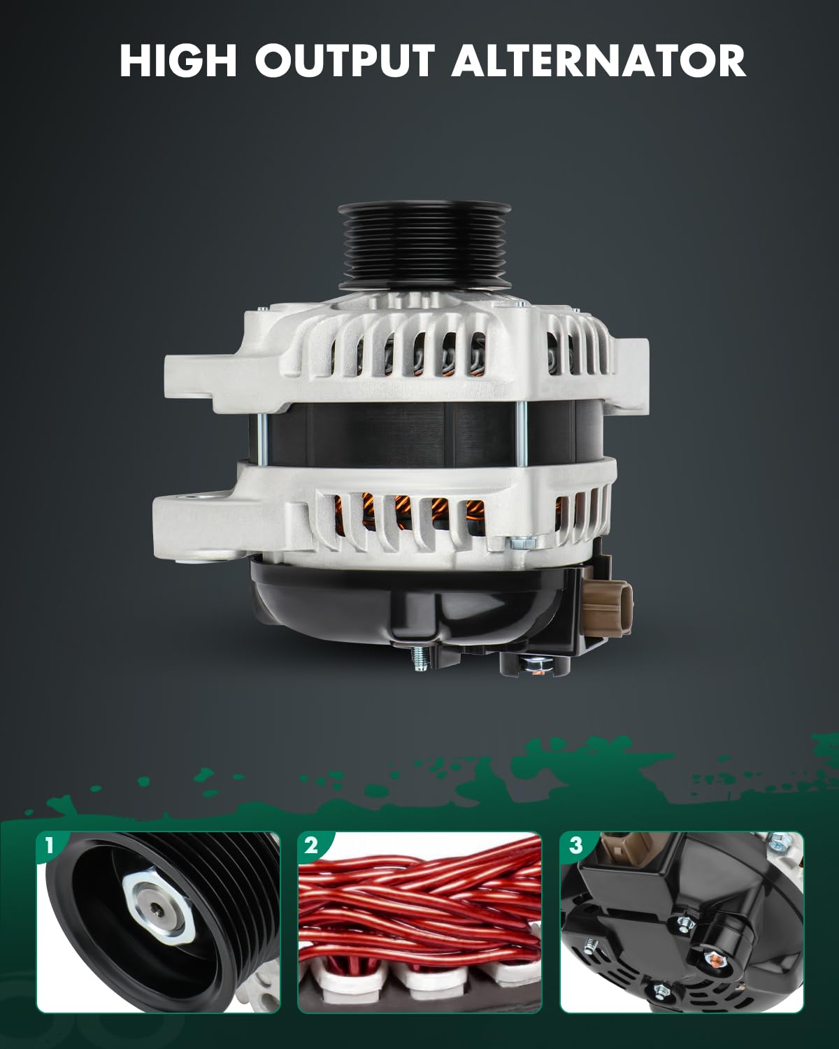 SCITOO Alternator Fit for 2.4L Acura TSX 2009-2014 for Honda For Accord 2008-2012 104210-5890 High Output Alternator 12V 130Amp
