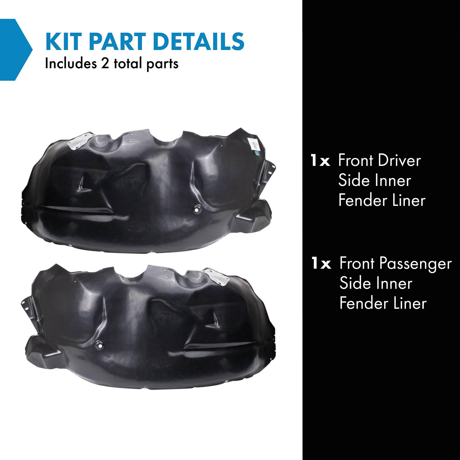 Trq Front Inner Fender Liner Set Compatible With 2004-2008 Ford F-150 Fo1248125 Fo1249125