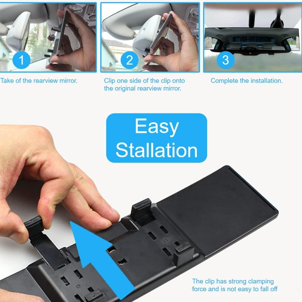 OBTANIM Car Rearview Mirror 10.6 Inch HD Glass Anti Glare Clip On Panoramic Wide Angle Car Interior Rear View Mirror Accessories