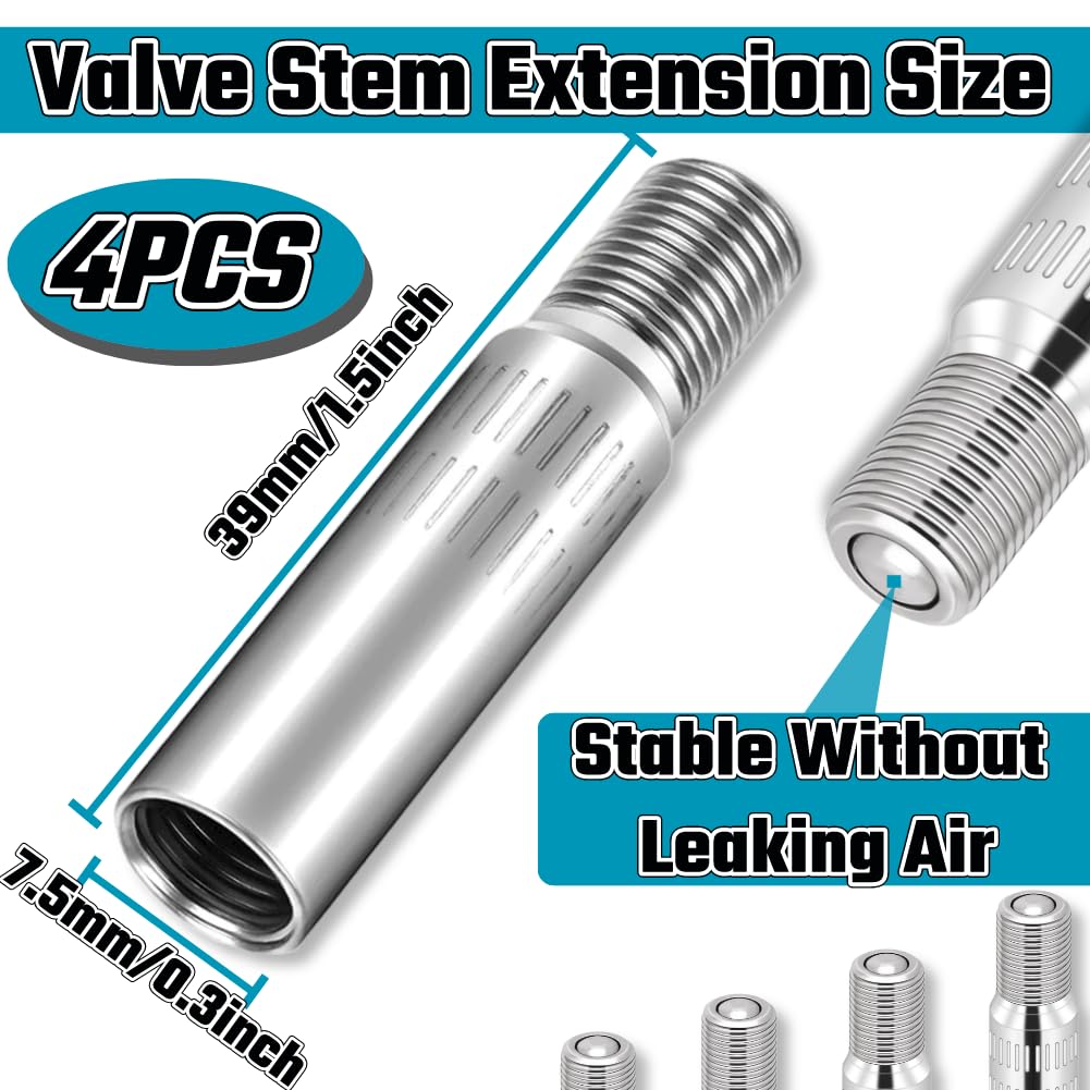 HuGuWdy Valve Stem Extension 4Pcs 39mm, Tire Valve Extension Valve Stem Extenders Tire Valve Extenders Brass Tire Stem Extension