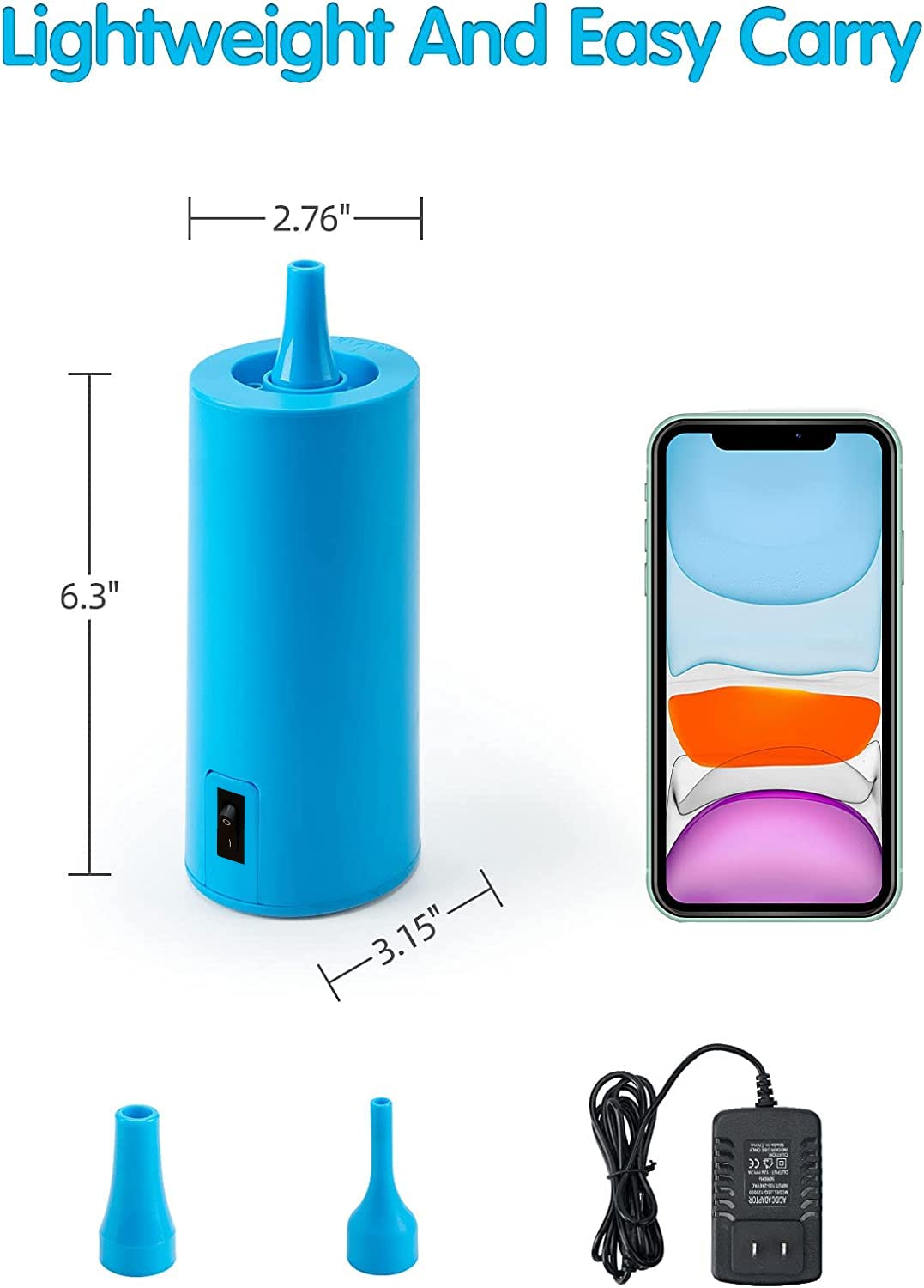 Birodeko Electric Air Pump - Portable Inflator, Air Blower For All Party Balloons, Great For Long Animal Twisty Curly Balloon, F