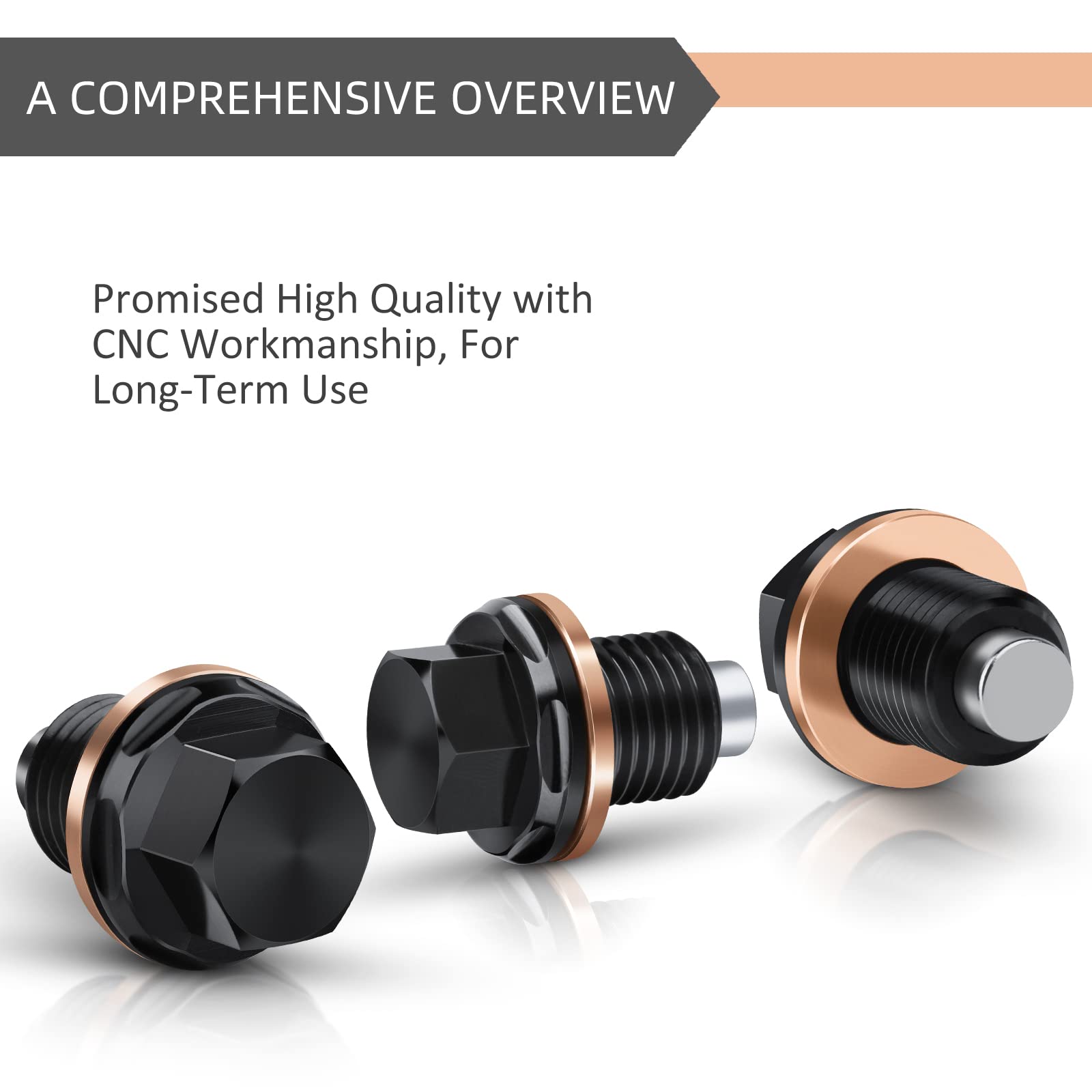 DEEFILL M14 x 1.5 Magnetic Oil Drain Plug T6 Aviation Aluminum with Red Copper Crush Washer Gasket Compatible with Ford GM Hyund