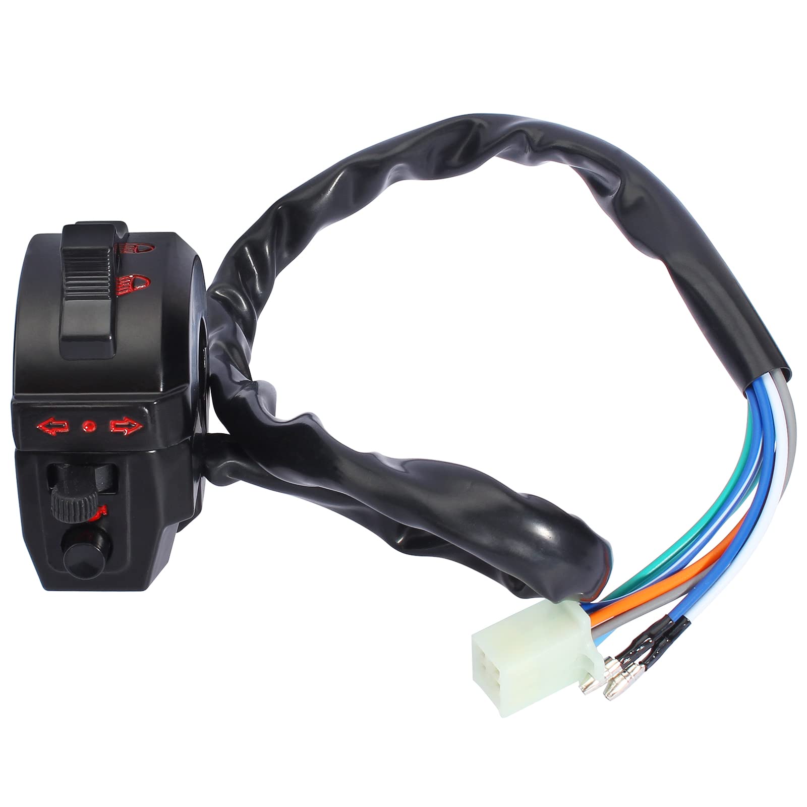 Qazaky Universal Control Turn Signal Horn Function Head Light Low High Beam Left Switch For 7/8Inch 22Mm Handlebar Motorcycle Mo