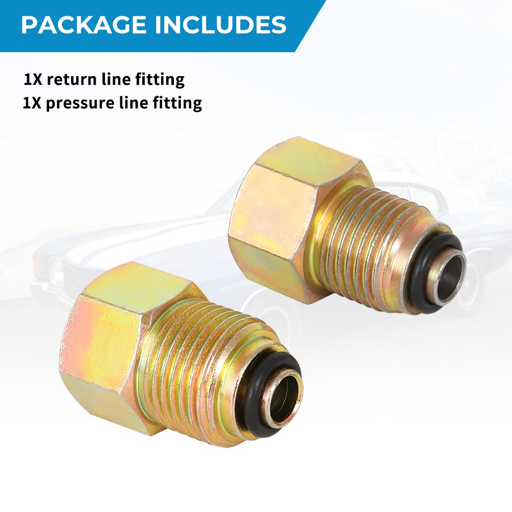 WIKIBB LS Swap Parts Power Steering Line Adapter Fitting Carbon Steel LS Pump To 3/8    Flare Older Style Lines M16-1.5 to 5/8-1