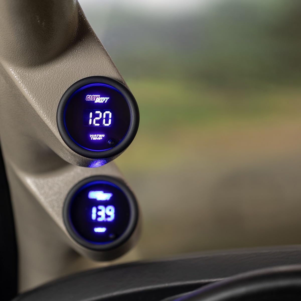 GlowShift 10 Color Digital 300 F Water Coolant Temperature Gauge Kit - Includes Electronic Sensor - Multi-Color LED Display - Ti