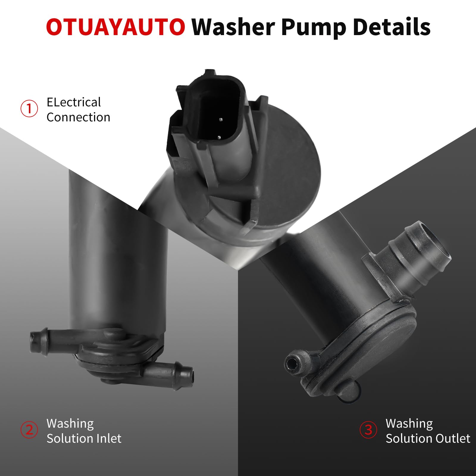 Otuayauto Premium Windshield Washer Pump Replacement For 98-17 Ford Expedition Limited, 98-10 Ford Explorer, 00-05 Ford Excursio
