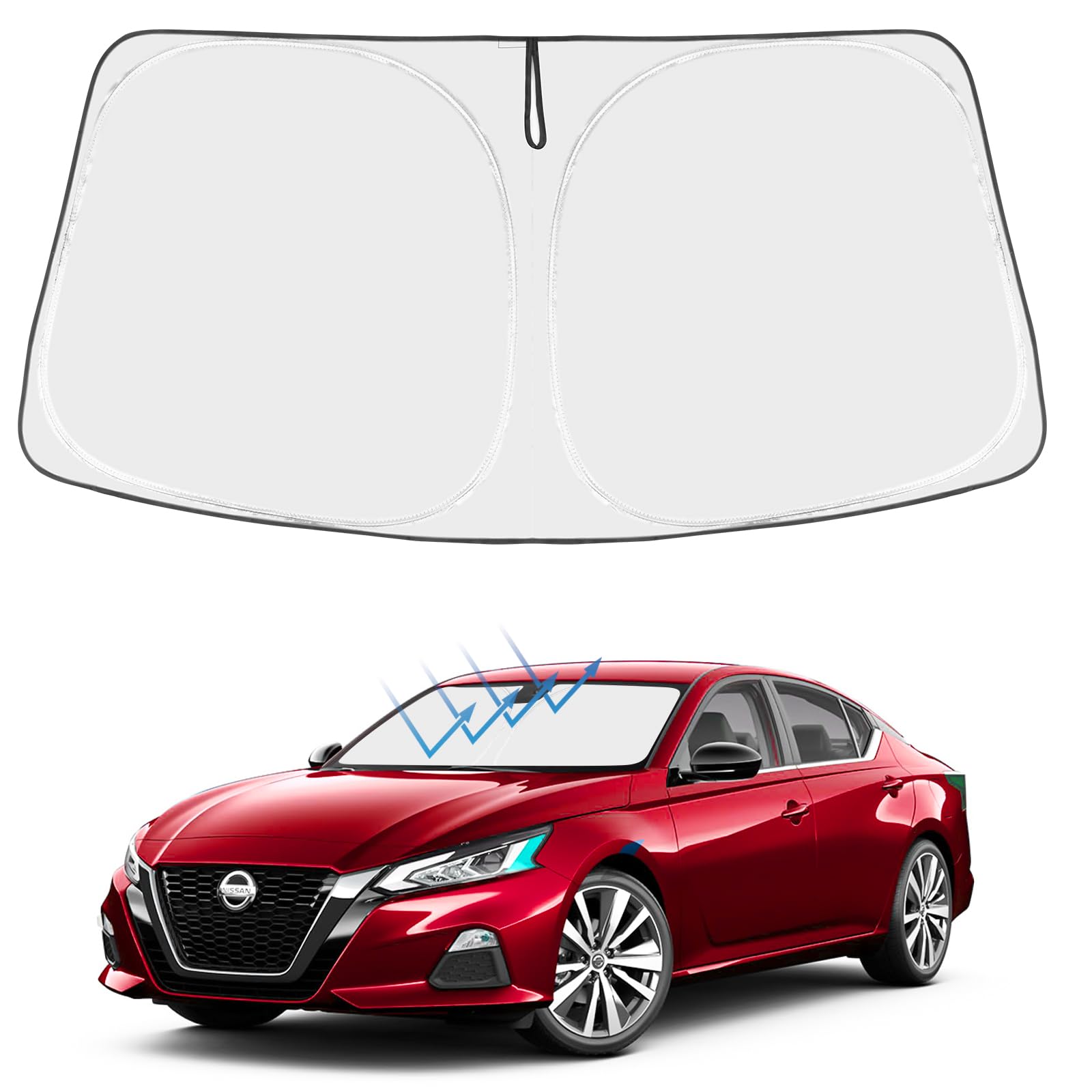 Proadsy Front Windshield Sunshade Foldable Shade Sun Visor Protector Custom Fit 2019-2024 2025 Nissan Altima Sedan Accessories 2025 Upgrade