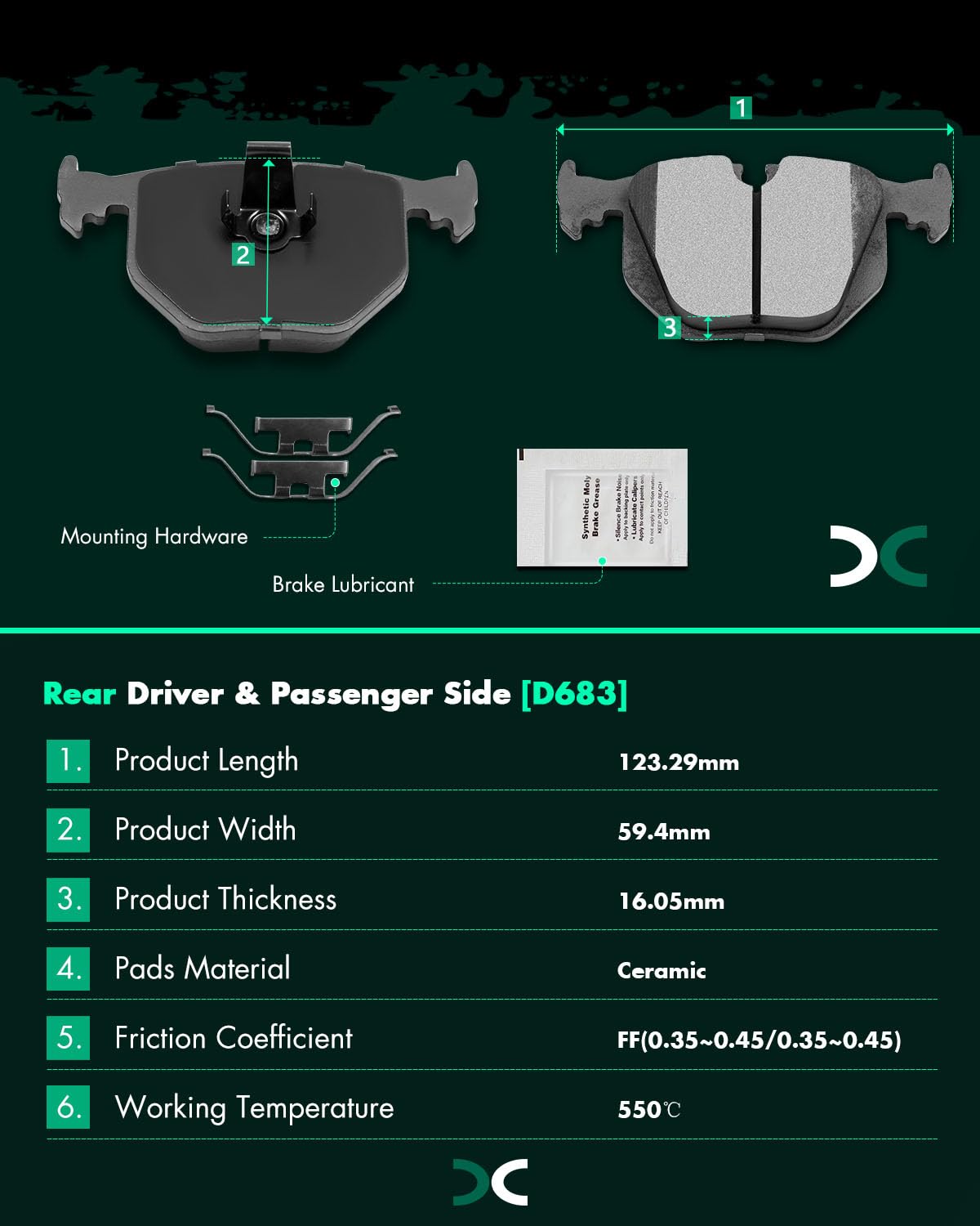 Scitoo D683 Rear Ceramic Brake Pads Sets Fit For Bentley Arnage,For Bmw 330Ci 330Xi 525Xi 528I Xdrive 528Xi 535I Xdrive 535Xi 74