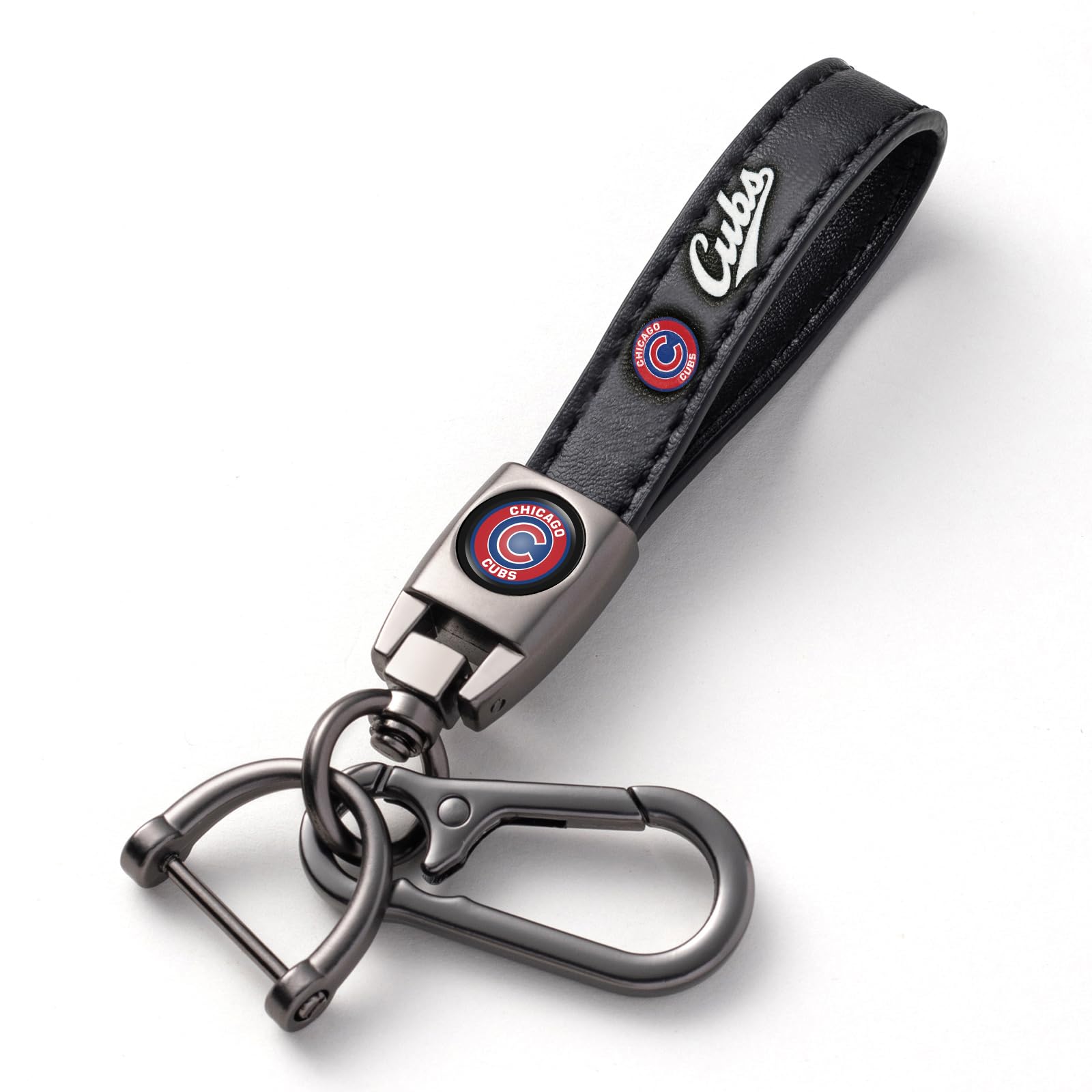 Kaleduo Baseball Fans Car Keychain Keyring, Leather Car Key Chain Compatible With Chicago Cubs Baseball Fans,Delicate Gifts For