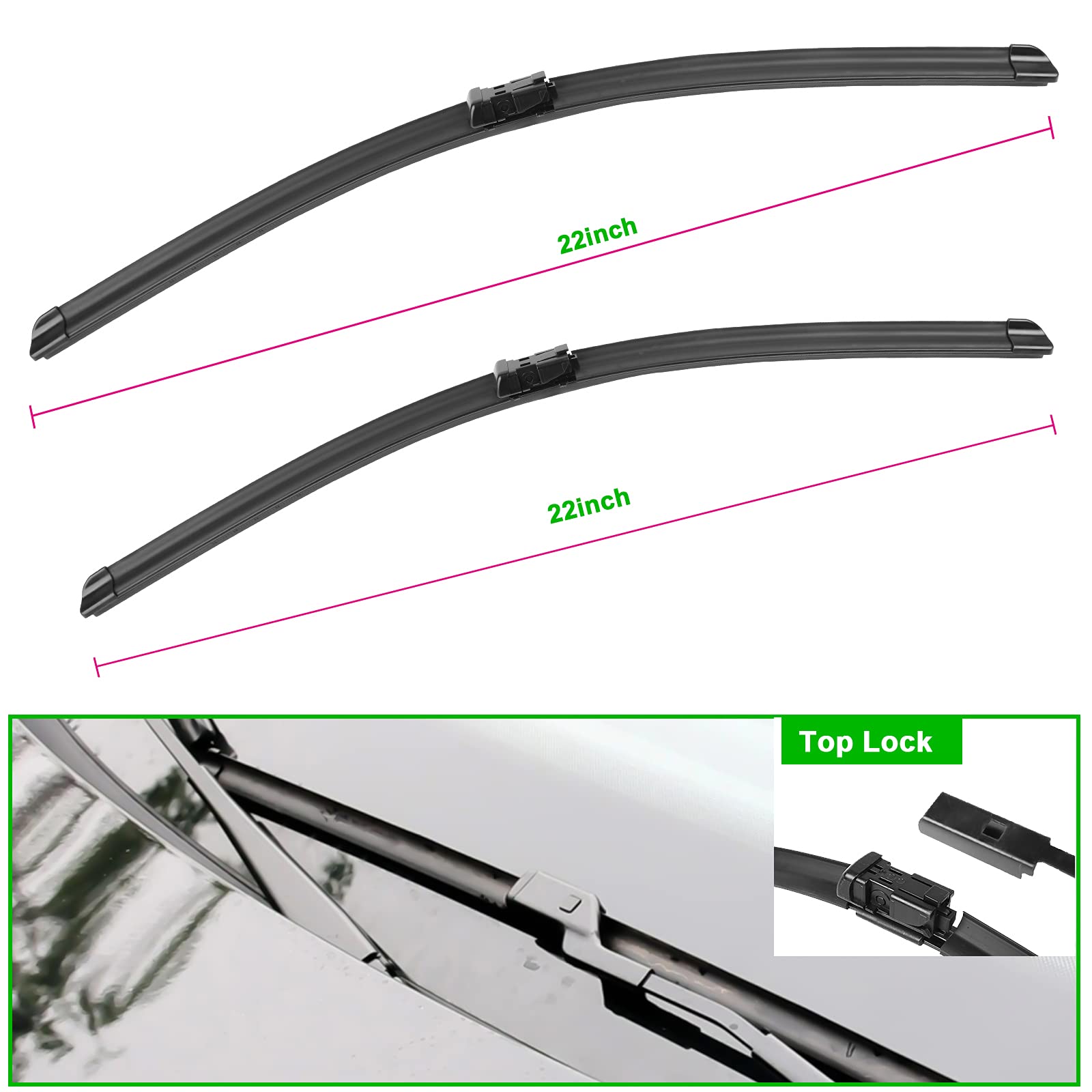 2 Wipers Factory Replacement For 2014-2018 Chevy Chevrolet Silverado Gmc Sierra Original Equipment Replacement Front Wiper Blades - 22'/22' (Set Of 2) Top Lock