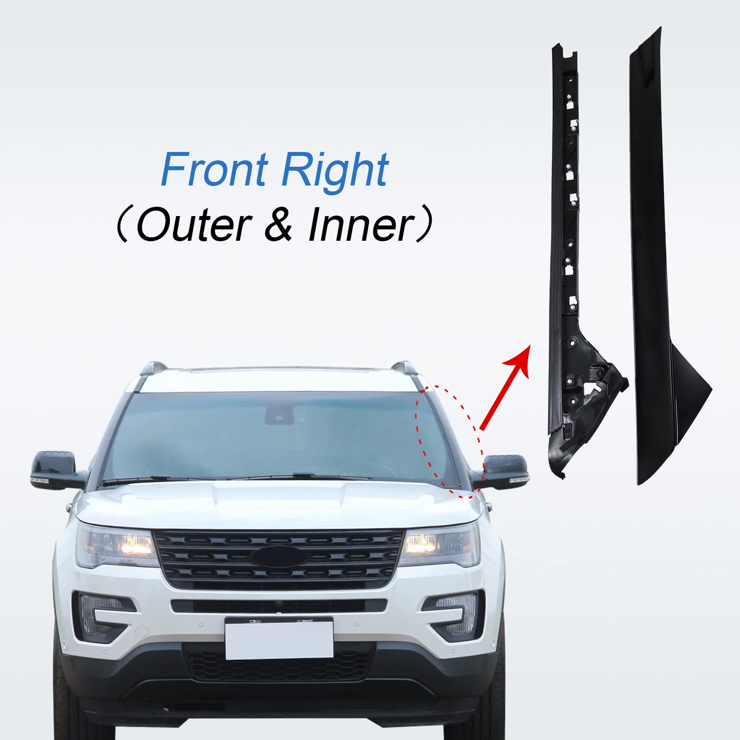 Carmocar A-Pillar Front Molding Windshield Trim Left Outer & Inner Replacement For 2011-2019 Ford Explorer 926-450 Bb5Z7803136Aa