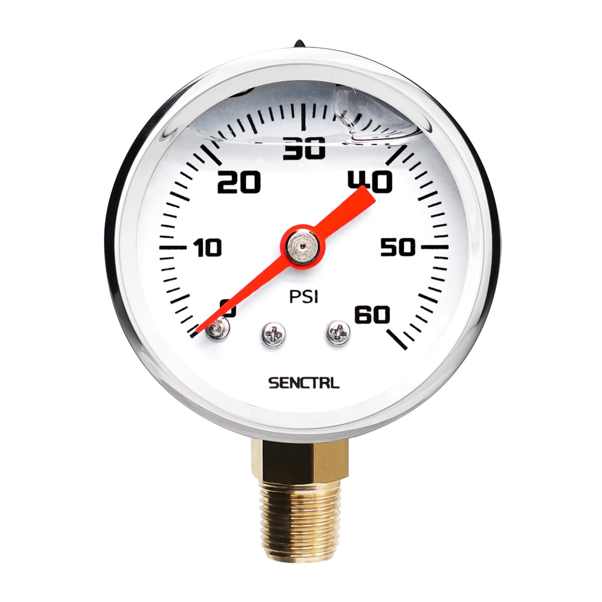 Senctrl 0-60 Psi Fuel Pressure Gauge, 1-1/2'' Dial Size, 1/8'' Npt Lower Mount, Glycerin Liquid Filled, Stainless Steel Case, In
