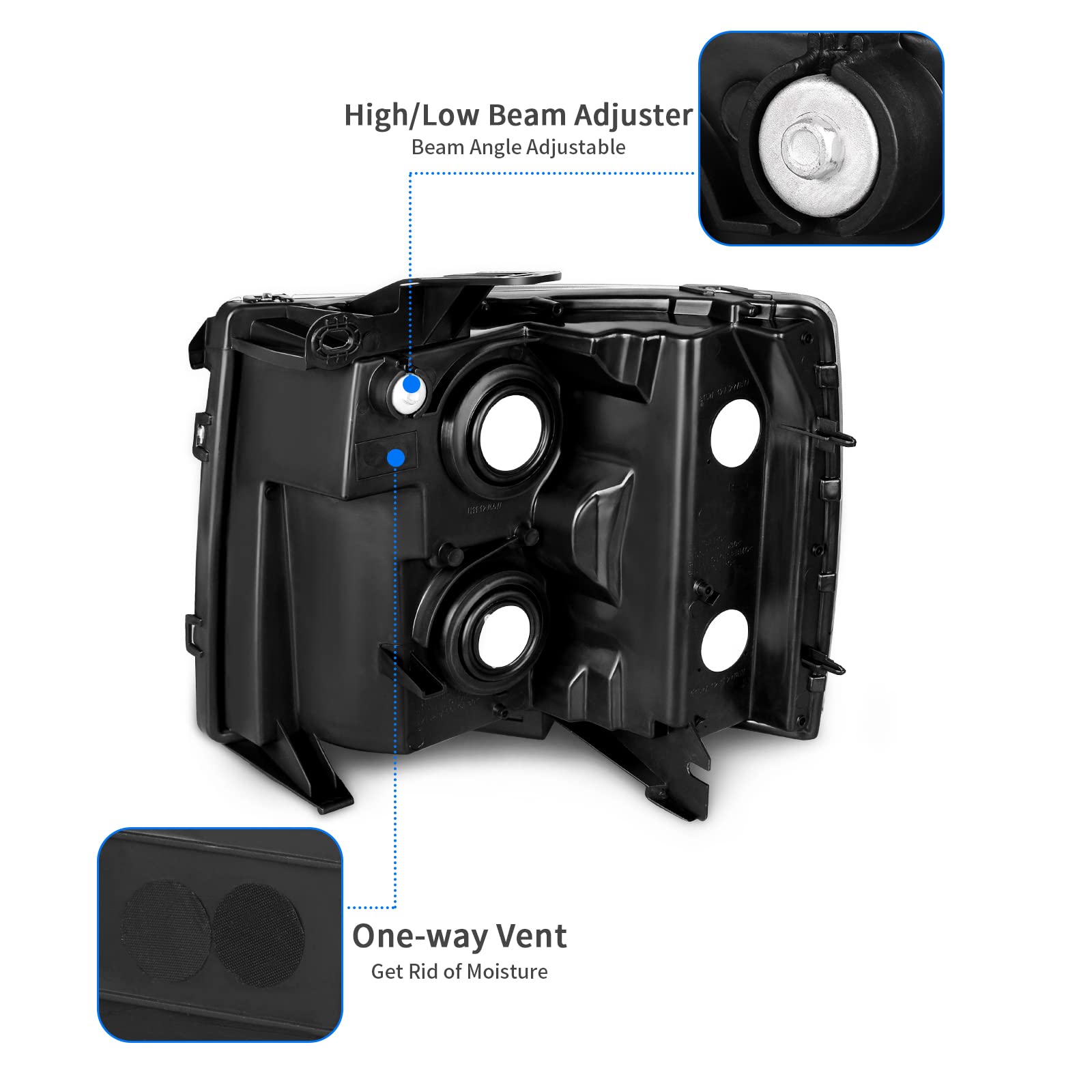 Dwvo Headlight Assembly Compatible With 2007-2013 Chevrolet Silverado 1500/2007-2014 Chevy Silverado 2500 Hd 3500 Hd Headlamp Re