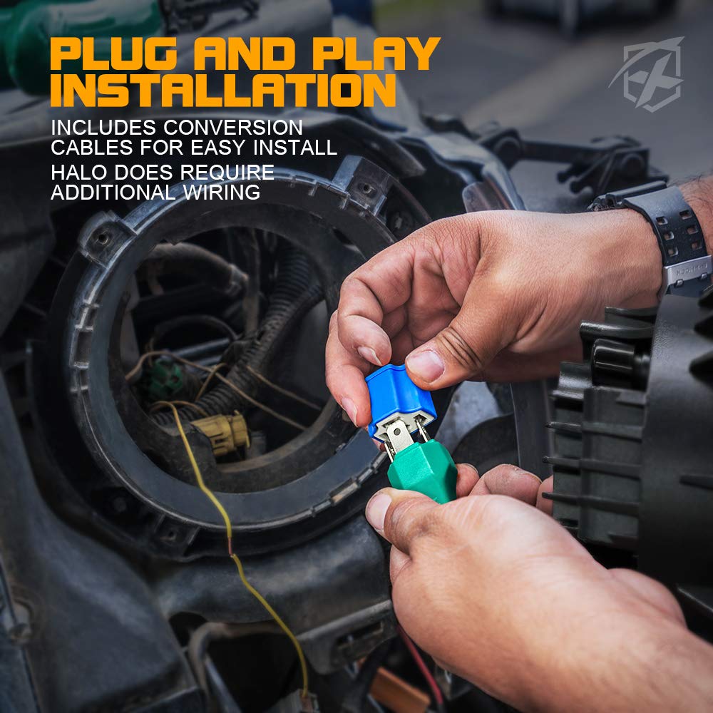 Xprite 7 Inch 90W Led Headlights & 4 Inch 60W Fog Lights Combo W/Blue Halo Compatible With 2007-2018 Jeep Wrangler Jk, Dot Appro