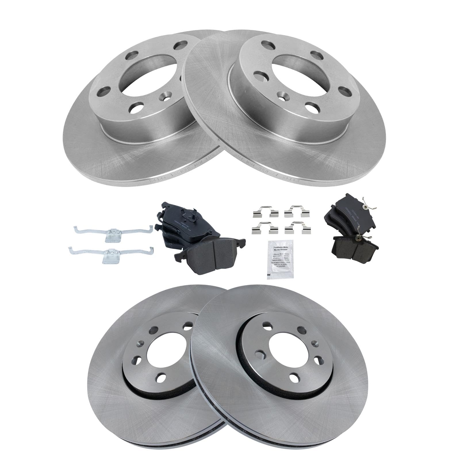 Trq Front And Rear Brake Pad & Rotor Kit Brake Pads Brake Rotor Ceramic Compatible With 2007-2010 Volkswagen Beetle