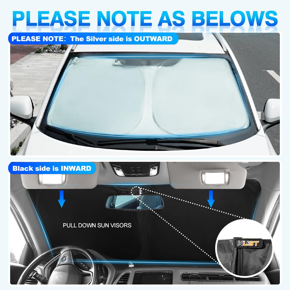 Kust Windshield Sun Shade For 2017-2024 Nissan Rogue Sport Accessories (Not For Rogue) Sunshade Foldable Sun Visor Protector Blo