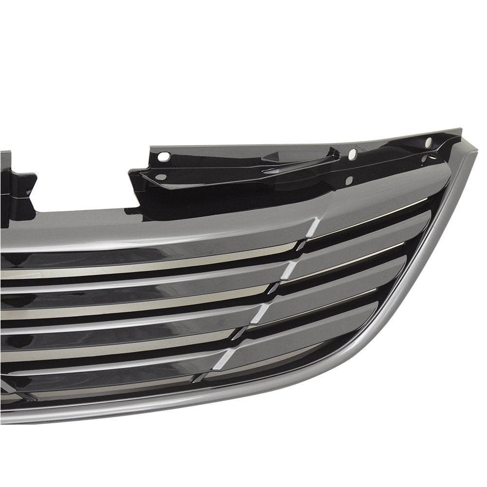 Grille Compatible With 2011-2014 Hyundai Sonata, YF Front Black Grille Grill Horizon ABS Horizontal Style by IKON MOTORSPORTS, 2