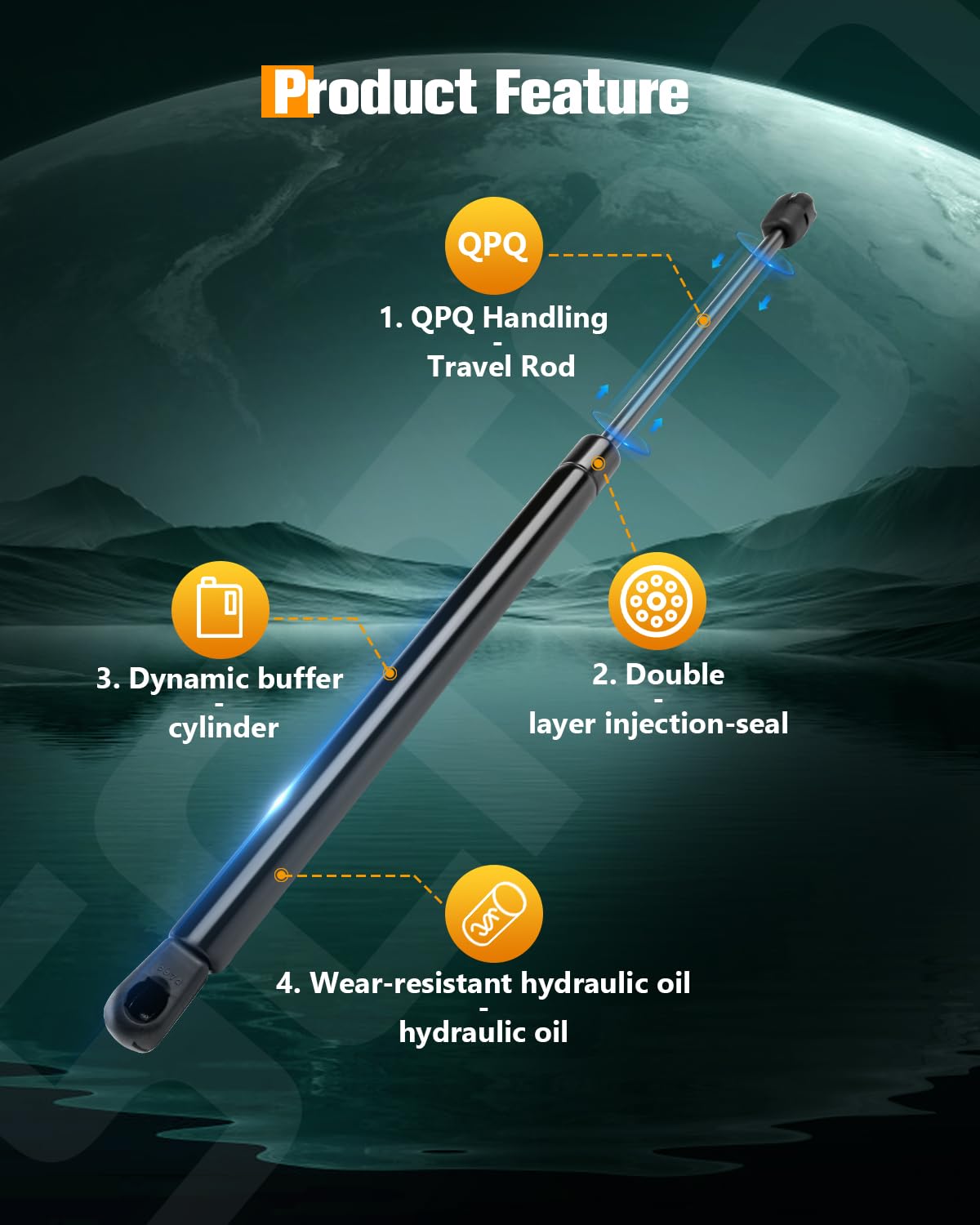 Scitoo 6682 17.43Inch Lift Supports Fit For Hyundai Santa Fe 2007-2012 Front Left And Right Hood Shock Struts 2Pcs