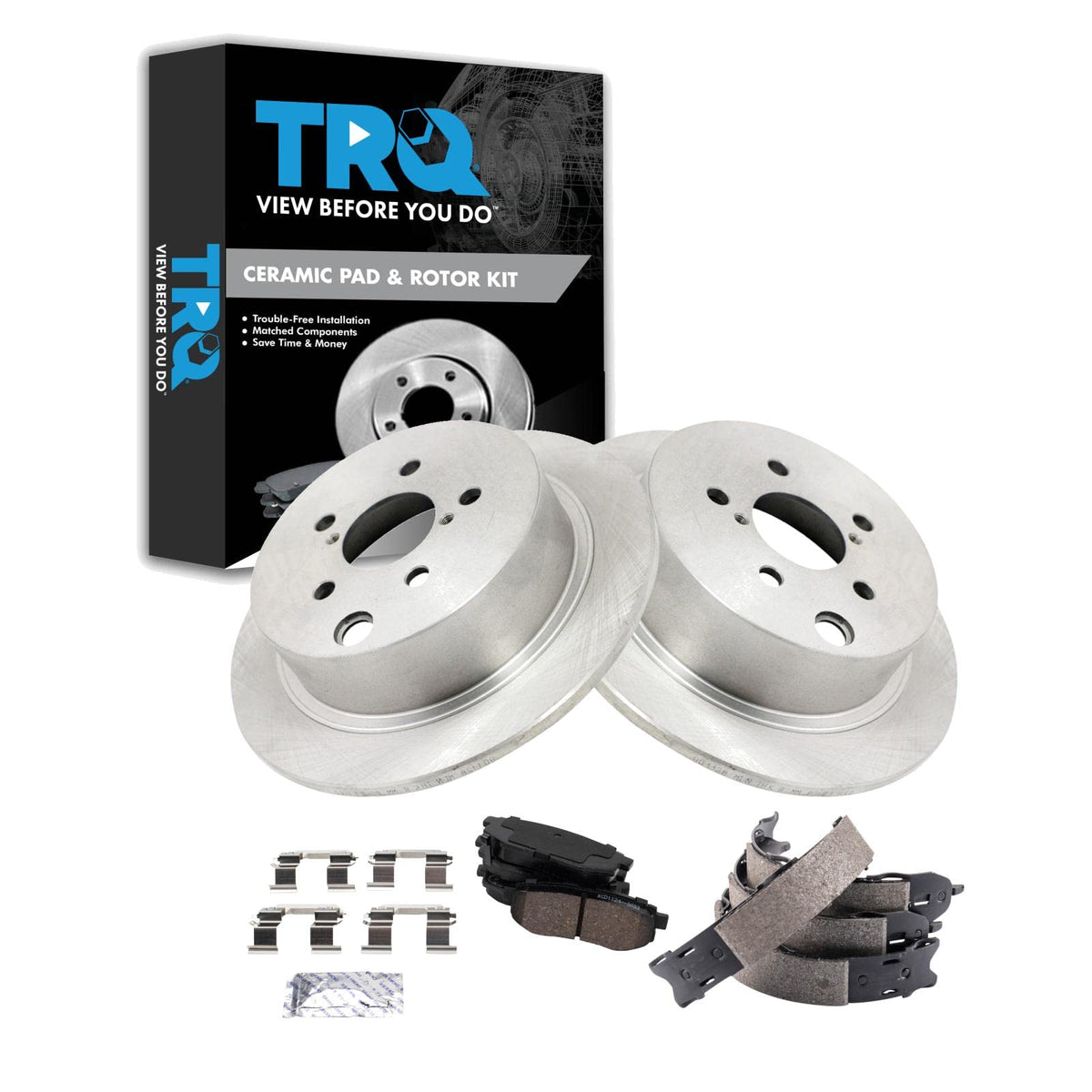 Trq Rear Ceramic Brake Pad & Rotor Kit Compatible With 2014 Subaru Forester