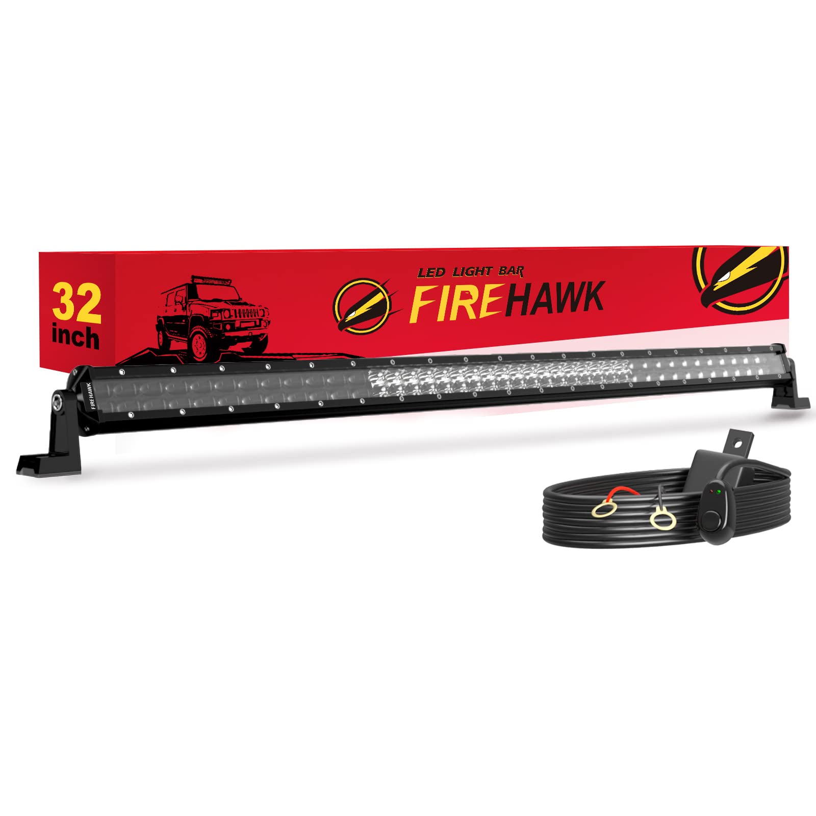 Firehawk Led Light Bar 32 Inch 80,000Lm, 2025 New Japanese L-A-B Chips, Spot Flood Combo Beam, Driving Off Road Fog Work For Tru